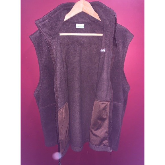 Columbia Full Zip Fleece Vest Men's Size XL Brown Soft - Picture 10 of 16